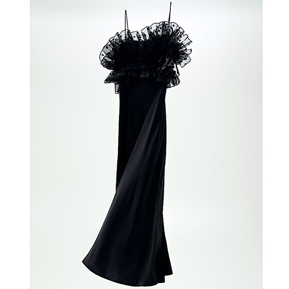 Zara Dresses & Skirts - NWT Zara formal satin maxi dress with polka dot tulle detail sz S *gr8 for prom!